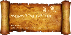 Mogyorósy Márta névjegykártya